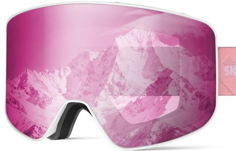 SNOWER Ski Goggles, OTG Anti Fog Snowboard Goggles, HD Snow Goggles UV400 Protection for Men Women Youth