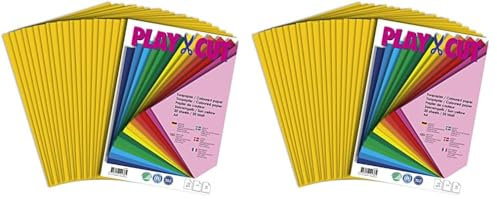 PLAY-CUT Tonpapier A4 Sonnengelb (130g/m2) | 20 Bogen Din A4 Papier zum Basteln Drucken | Dickes Bedruckbares Bastelpapier Set und Druckerpapier A4 | Premium Tonzeichenpapier & Craft Paper