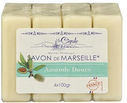 Lot de 4 Savon - SAVON DE MARSEILLE - Senteur AMANDE DOUCE - ORIGINE FRANCE - 98% Naturelle - 604