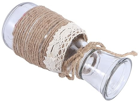 Alipis Vase Ornement Décoratif Rustique en Verre Transparent Corde en Jute Hydroponique pour Décoration Intérieure et Arrangement Floral