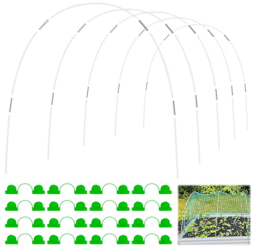 Xevinas Folientunnel Für Hochbeet, 25Pcs Gewächshausreifen Fiberglas Pflanztunnel Bögen, Multifunktionalen Pflanztunnel Rostfrei Durable Frei Biegbar Gartenreifen, Garten Zubehör Folientunnel Bögen