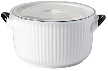 Tazón para Servir Ensaladera de cerámica con tapa for dormitorio de estudiantes con caja Ginnish, cara de burbuja con asa, cuenco individual for arroz Ensaladera Tazón Hondo(B)