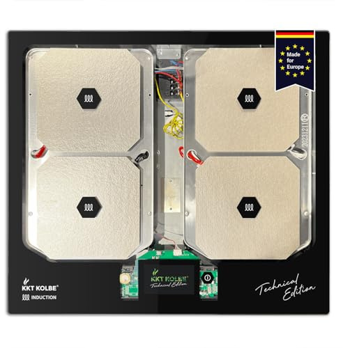 KKT KOLBE Induktionskochfeld 60 cm Autark | TFT-Touchdisplay | Transparentes Glas-Design | 7,2 kW | 4 Zonen Platten | 2 Flexzonen 9 Stufen Rahmenlos | Schnellaufheizung BBQ-Funktion | IND5905EDIT