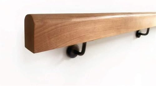 Escalera redonda antideslizante de madera ils 80-140 cm - Barra de soporte de madera maciza para el hogar, interior, loft, seguridad para ancianos, pasamanos de pasillo - 80 cm