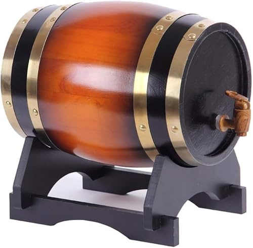 Eichenfass Eichenholz Weinfass, Vintage-Stil Tisch-weinspender, Zum Aufbewahren Von Whisky, Wein, Essig, Bier Mini Weinfass, E, 3L