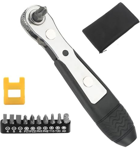 Maven Gifts Mini Ratchet Screwdriver Set- Small Screwdriver Set with Right Angle & Offset Handle - 10 Bits Including Phillips, Flat, Torx, Hex, Pozidriv.Compact Size for DIY, Home, Electronics Repair
