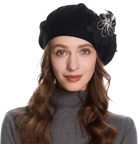 ZLYC Baskenmütze für Damen, französisch, wendbar, Kaschmir, Baskenmütze
