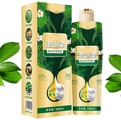 GkgWuxf Tinte Capilar en Espuma | Tinte de Pudín 200ml | Cobertura Natural Champú Colorante Lavado para Cabello Oscuro Gris