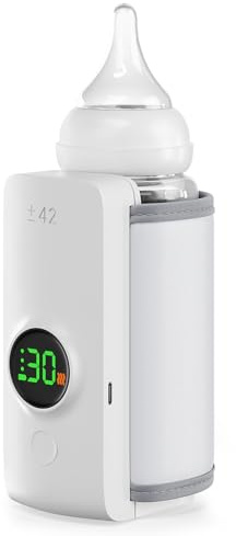 SNUVREL Portable Bottle Warmer with Live Display, 6-Speed Temp Control(37°C to 55°C / 98°F to 131°F), 6000mAh Battery and 360° Heating for Car, Stroller and Outdoor Use