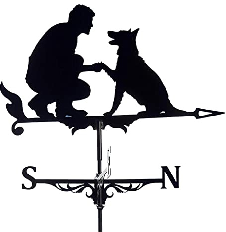 KiBcsLic Deluxe Wetterfahne – Elegantes Design für Die Außendekoration, Mann mit Hund