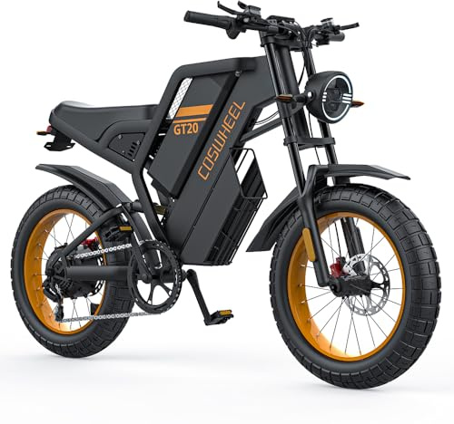GT20 Bici Elettrica Uomo, 20 x 4,0“ Fat Tire Bicicletta Elettrica con 48V 25Ah Batteria Rimovibile, Moto Elettrica Adulti con Freni a Disco Idrauliciv, 150KM (PAS), 7 Velocità e Sospensione Completa