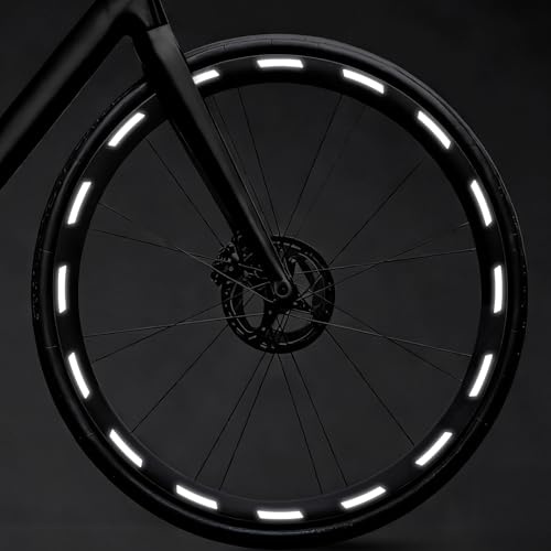 Siegvoll Reflektoren-Aufkleber - 64er Set für 26/27,5/28/29 Zoll Fahrradfelgen - Selbstklebende Reflektoren Sticker für bessere Sichtbarkeit - Ergänzend zu Katzenaugen (Tag-Schwarz, Nacht-Hell)