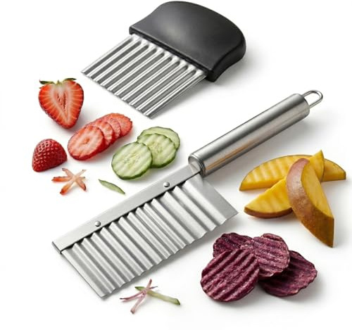 HENGBIRD Set di 2 tagliabordi in acciaio inox con taglio ondulato affilato, per verdure, patate, patate, patate, patate, patate, patate, patate, patate, patate, patate, patate, patate, patate, patate