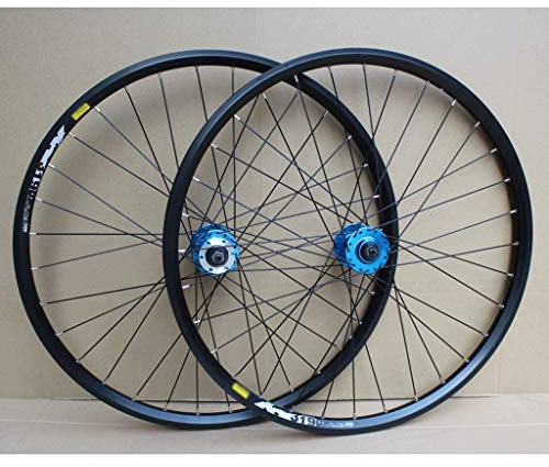 MTB-Fahrradradsatz, 61 cm, Scheiben-/Felgenbremsrad, doppellagige Felge, 32H, Nabe für 8/9/10-Gang (Farbe: Blau, Größe 24 Zoll)