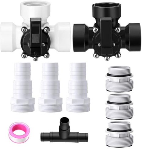 Helilyco Kit de válvula desviadora de piscina de 3 vías, 1.5 pulgadas, adaptador de manguera ABS para filtro de bomba sobre el suelo, spa, con conectores 4560 y juntas tóricas