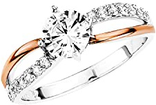 Amor Ring 925 Sterling Silber Damen Ringe, mit Zirkonia synth., Bicolor, Kommt in Schmuck Geschenk Box,