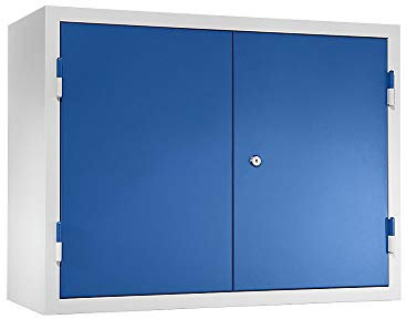 QUIPO | Werkstatt-Hängeschrank | HxBxT 600 x 800 x 320 mm | Vollblechtüren | enzianblau RAL 5010