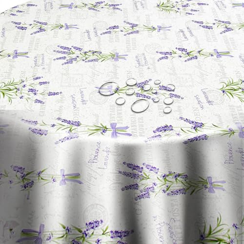 Wachstuchtischdecke Wachstuch Tischdecke Gartentischdecke Rund Oval Lavendel Provence Oval 130 x 160 cm abwaschbare Wachstischdecke