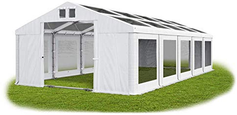 Das Company Transparentes Partyzelt 5x10 m wasserdicht weiß mit Bodenrahmen und Dachverstärkung Dachplane modular 580g/m² PVC hochwertig Gartenzelt Summer Plus MST