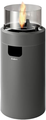 Enders Terrassenfeuer NOVA LED M GREY, Gas Terrassenfeuer mit Ambientebeleuchtungen, ECO GREEN Brenner-Technologie und exzellentem Design, H88cm Ø 62cm, grau #5604