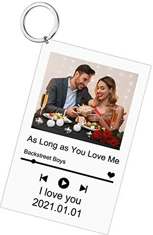 SeeWeLove Llavero personalizado Spotify personalizado vidrio acrílico música placa marco foto regalo