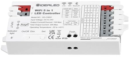 5 in 1 Smart WiFi LED Controller RGBWW,Wireless Controller for RGBCCT RGBW RGB CCT and 5 Single Colour LED Strip Lights App/Voice Controlled Work with Alexa/Google Assistant (Only a WiFi Controller)