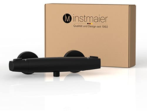 instmaier Beatrice | Duscharmatur mit Thermostat | Schwarz matt | Duschthermostat für Badewanne und Dusche | Wannenarmatur mit Wassersparfunktion | Thermostat Duscharmatur aus Messing