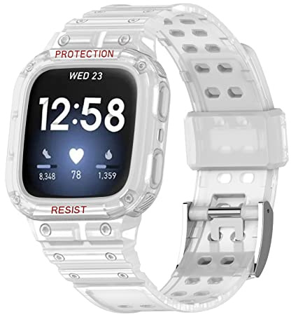 HYKEJJ Armband mit Bumper für Fitbit Versa 3 Armband/Fitbit Sense Armband, Schutzhülle Robuster Schutzkappe Kratzfest Hülle Case Kompatibel mit Fitbit Versa 3 Armband/Fitbit Sense Armband (B)