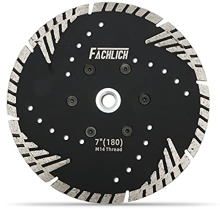 FACHLICH Diamond Cutting Blade 180mm/7 with Turbo Slant Protection Teeth for Concrete Tile Granite Marble Masonry Brick