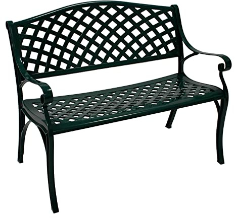 DEGAMO Gartenbank Parkbank Oxford 2-sitzer aus Aluguss, Farbe dunkelgrün, wetterfest