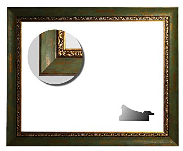 Neumann Bilderrahmen Barockrahmen grün mit verzierter Kante, Serie 370 - Zuschnitt, 60 x 90 cm