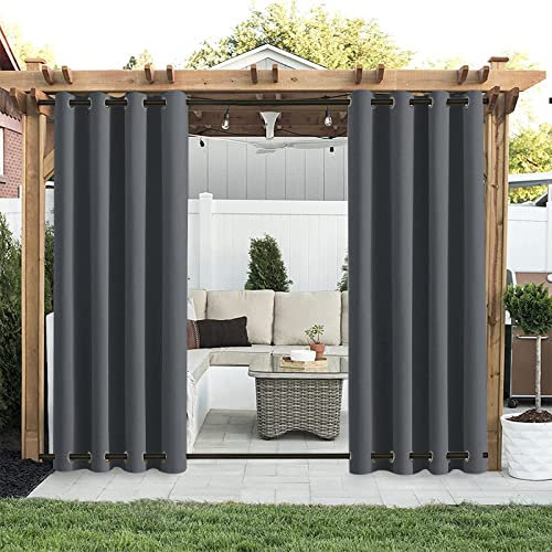 ADOORO Outdoor Vorhänge,Wetterfest Verdunkelungsvorhang mit Ösen Oben und Unten,Outdoorvorhänge mit UV Schutz Wasserabweisend für Balkon Garten Patio,Dark Grey,152x90 cm(WxL)