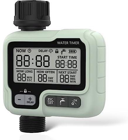 rainfactory Ordinateur d'arrosage numérique avec capteur de pluie, minuterie d'arrosage et 3 réglages de temps – Étanchéité IP65 – Pour système d'irrigation de jardin, minuterie d'eau