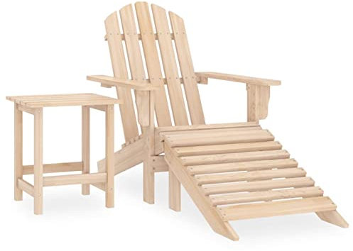 Yolola Adirondack-Gartenstuhl mit Tisch Adirondack Stuhl Gartenstuhl Holz Relaxsessel Adirondack Gartenstuhl Deckchair Balkonstuhl Gartenliege Massivholz Tanne Hellbraun