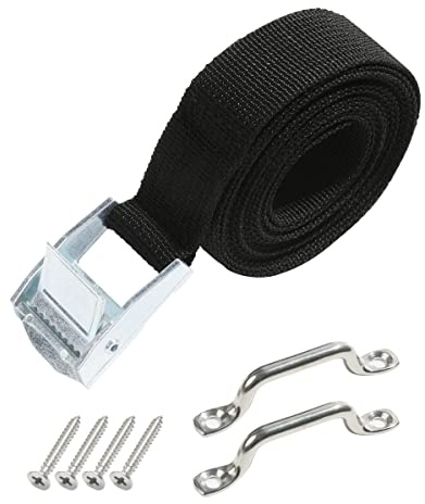 ESEWALAS 501DCBDTJ001 - Correa de sujeción de batería de 78 Pulgadas, Correa de sujeción de Caja de batería con Hebilla de Leva de Acero Inoxidable, Kit de Correa de Amarre de batería con Soportes de