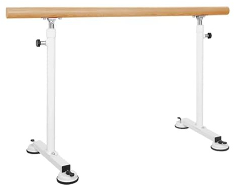 Ballettstange Mobile Ballettstange for den Haushalt, Stahl-Massivholzgriff mit Vier Saugnäpfen, 500 kg Tragfähigkeit (Color : White, Size : 2M/6.6FT)