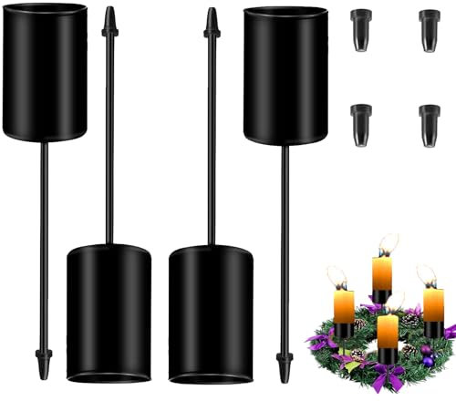 Pack of 4 Candle Holders, Advent Wreath, Retro Candle Plate, Advent Wreath, for Wreaths, Table Arrangements and Flower Pots