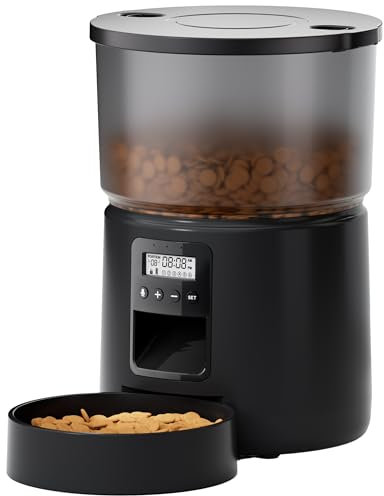 Distributore Automatico Cibo Gatti - Dispenser Cibo Cani con Timer Programmabile - 1-6 Pasti al Giorno - Distributore Cibo Cani con Premere Sulla Copertina e Funzione di Registrazione 10s - 3L