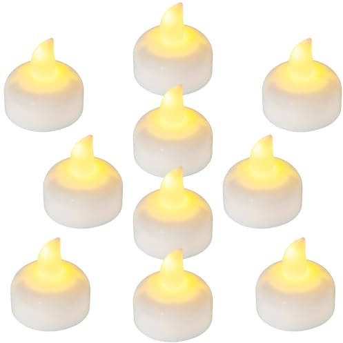 Yakpo Confezione da 36 candele galleggianti a LED senza fiamma, impermeabili, a batteria, per esterni, bianco caldo, tremolanti, per centrotavola nuziali, vaso, stagno, vasca, decorazioni per spa