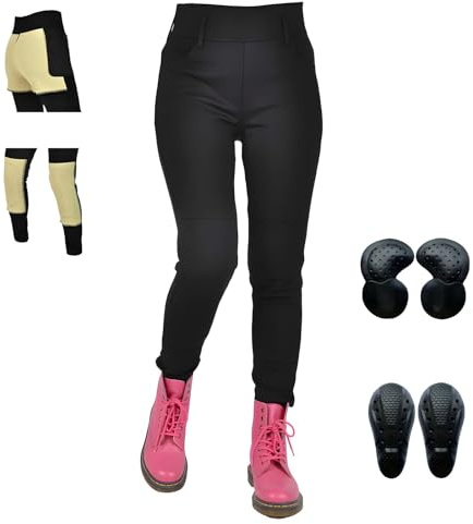 GEBIN Motorradhose Damen, Motorrad Jeans Damen mit Protektoren, Damen Jeans Schwarz, Motorrad Stretch Jeans Leggings Damen (Schwarz,L)