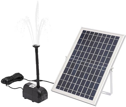 Solar Teichpumpe, 10W 1000L/h Springbrunnenpump mit Solarpanel Bürstenlosen Pumpe Förderhöhe 2.5m, Gartenteich Set für Vogelbäder Fischbecken Kleine Teiche