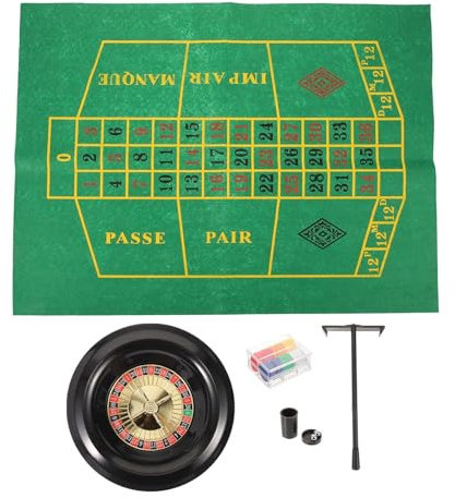 NSSXSN 1 Set Spielrad, Pokerrad mit Zähltuch, Stahlkugeln, Rechen, 100 Chips, Zwei Spielkartendecks für den Heimgebrauch