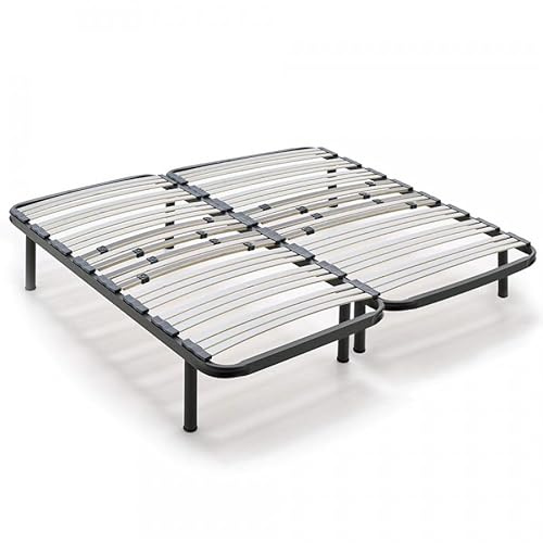 HOGAR24 ES | Somier Multiláminas | Regulación Lumbar Adaptable | Estructura de Tubo de Acero de 40x30 mm | Medida: 180x190 cm | Incluye Juego de 8 Patas Cilíndricas de 26 cm