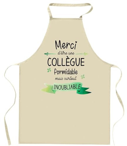 Planetee Tablier de cuisine Collègue Merci Inoubliable Femme | Cadeau Original Humour pour Cuisinière Vêtement Blouse de protection Barbecue Jardinage Tablier de Travail Tâches ménagères