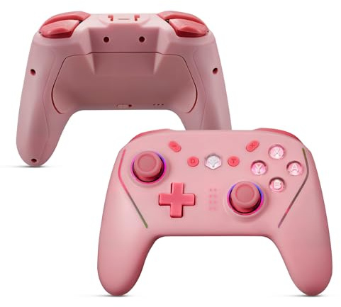 NBCP Controller für Switch, kabelloser Pro Controller für Switch Lite, Switch Remote-Gamepad Joystick, Dual VibrationGyro/Vibration/Turbo/NFC/Wake-Up/Screenshot (Rosa)