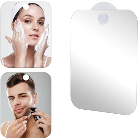 SMCEHEYA 2 Pcs Shower Mirrors for Shaving Anti Fog Portable Shower Mirror with Removable Suction Cup Hook Unbreakable Acrylic Hanging Mirror for Camping Travel Makeup
