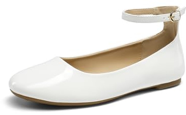 DREAM PAIRS Ballet Flats Shoes for Women, Cute Round Toe Women's Flats with Ankle Strap, Comfortable Dress Business Casual Office Work Shoes for Women