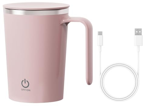 DONGKER Taza automática de 350 ml, con mezcla automática magnética con inicio de doble clic y revestimiento de acero inoxidable para café, leche, té, chocolate caliente