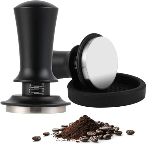 Prensador de café Tamper de Acero Inoxidable para espresso Tamper con mecanismo de resorte integrado y presión de 30 lbs adecuado (53mm)