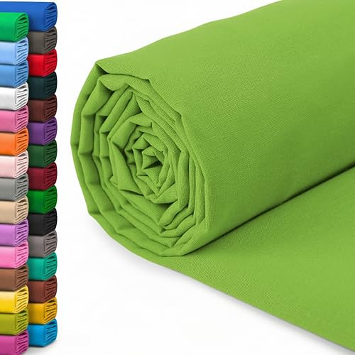 A-Express 100% Baumwollstoff - 150 cm (60 Zoll) Breit – Uni Baumwoll stoff Meterware - Ideal für Patchwork, Nähen, Vorhang, Futter, Bettwäsche, Schneiderei, Kissenbezüge - Lindgrün 2 Meter